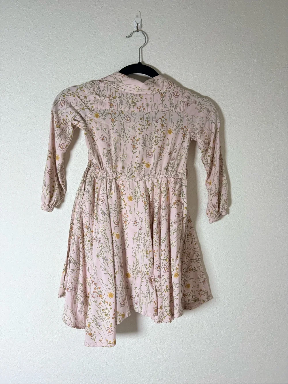 Hust and Claire Pink yellow Floral Button-Front long sleeve Dress age 5.